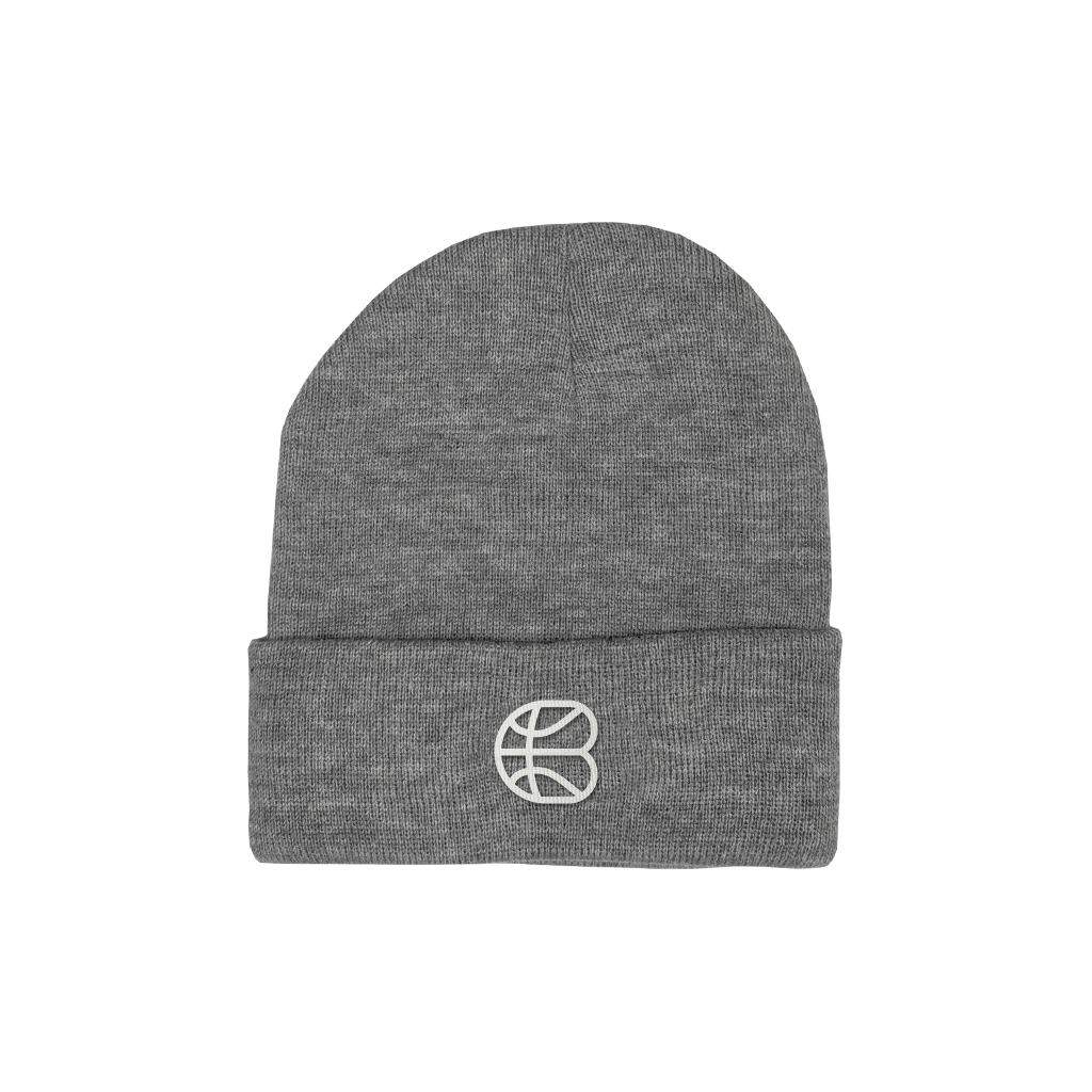 Beanie - "roundballin (icon)" Heather Grey 12" Beanie