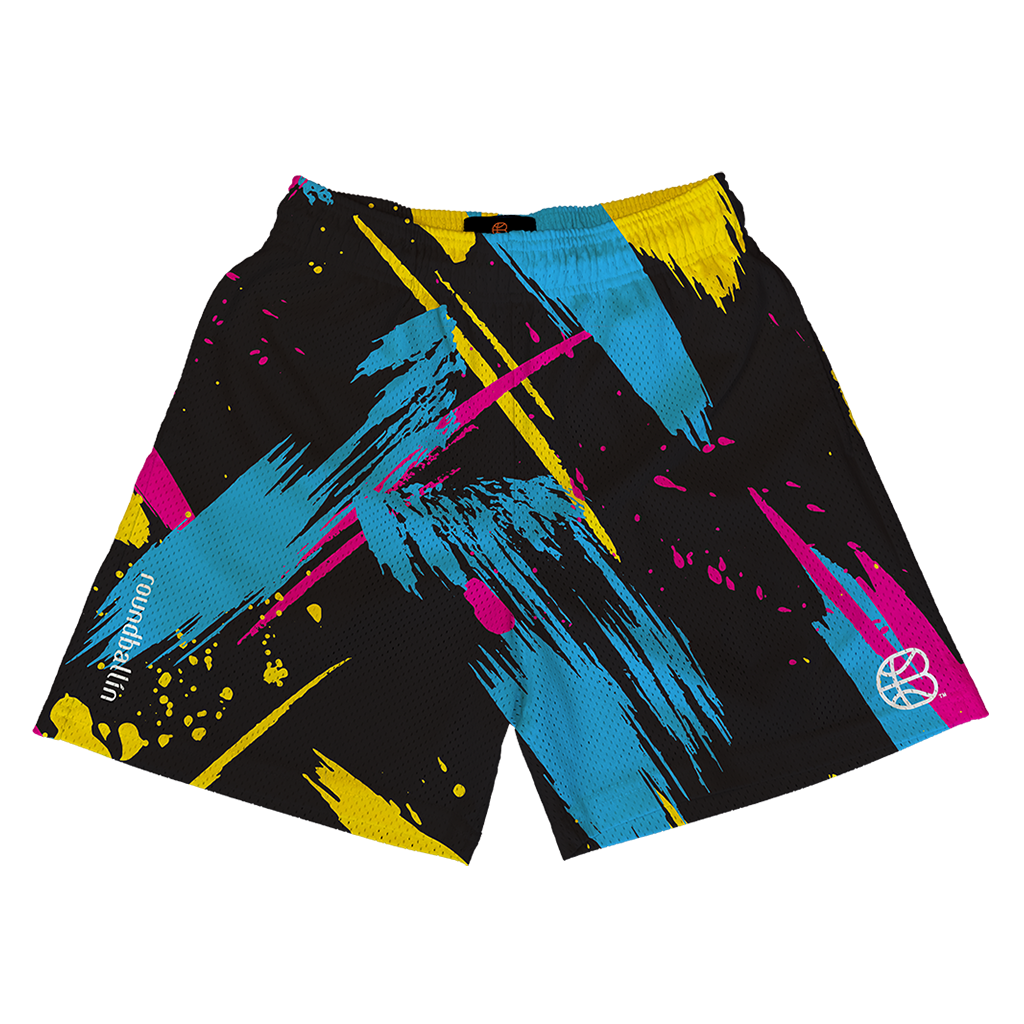 "80s Brush" Black Mesh Shorts