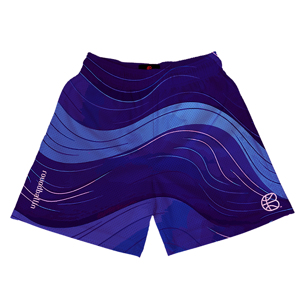 "Beach Waves" Purple Mesh Shorts