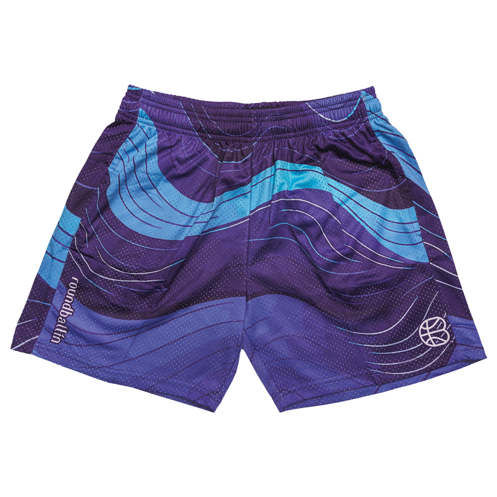 "Beach Waves" Purple Mesh Shorts