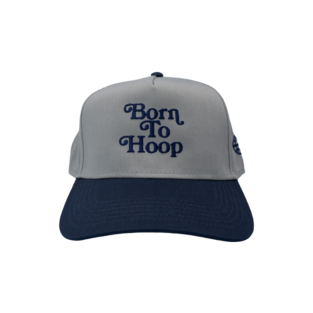 Hat - "Born To Hoop" Grey/Navy 5-Panel Mid Profile Snapback