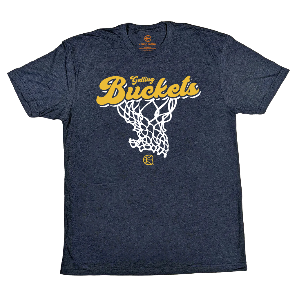 "Getting Buckets (Script)" Heather Navy T-Shirt