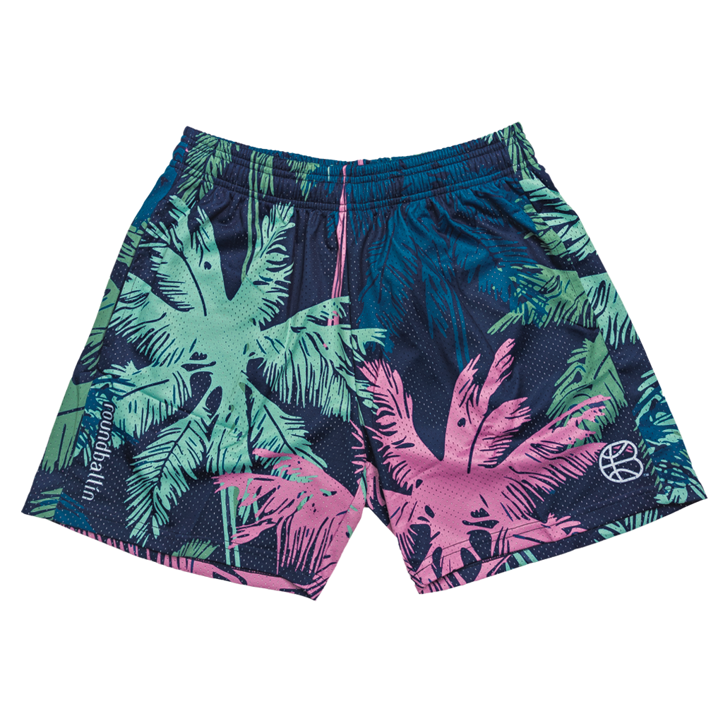 "Palms" Indigo Mesh Shorts