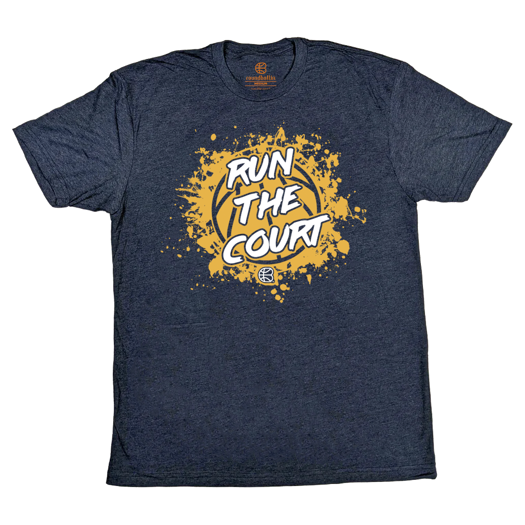 "RUN THE COURT (Splatter)" Heather Navy T-Shirt