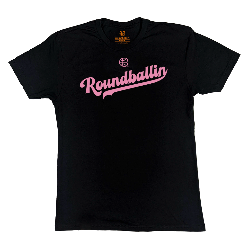 "Roundballin (Script)" Black T-Shirt
