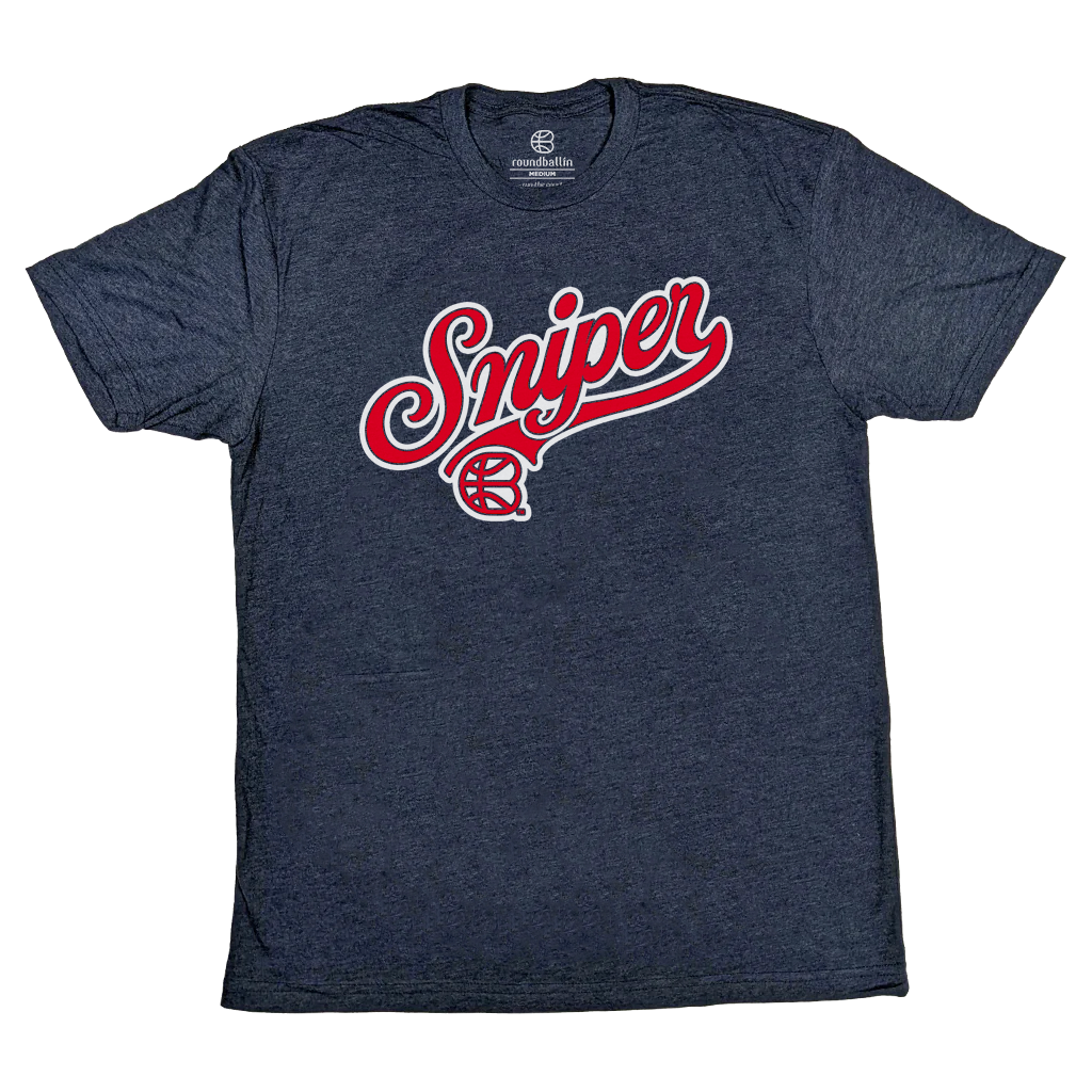 "Sniper (Script)" Heather Navy T-Shirt