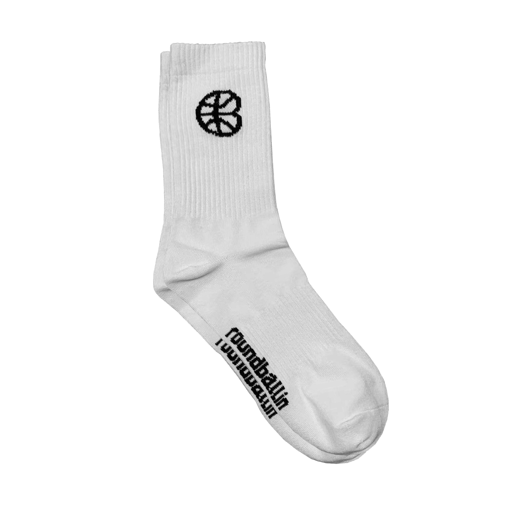 "Roundballin (Icon)" Classic White Socks (Adult Pair)