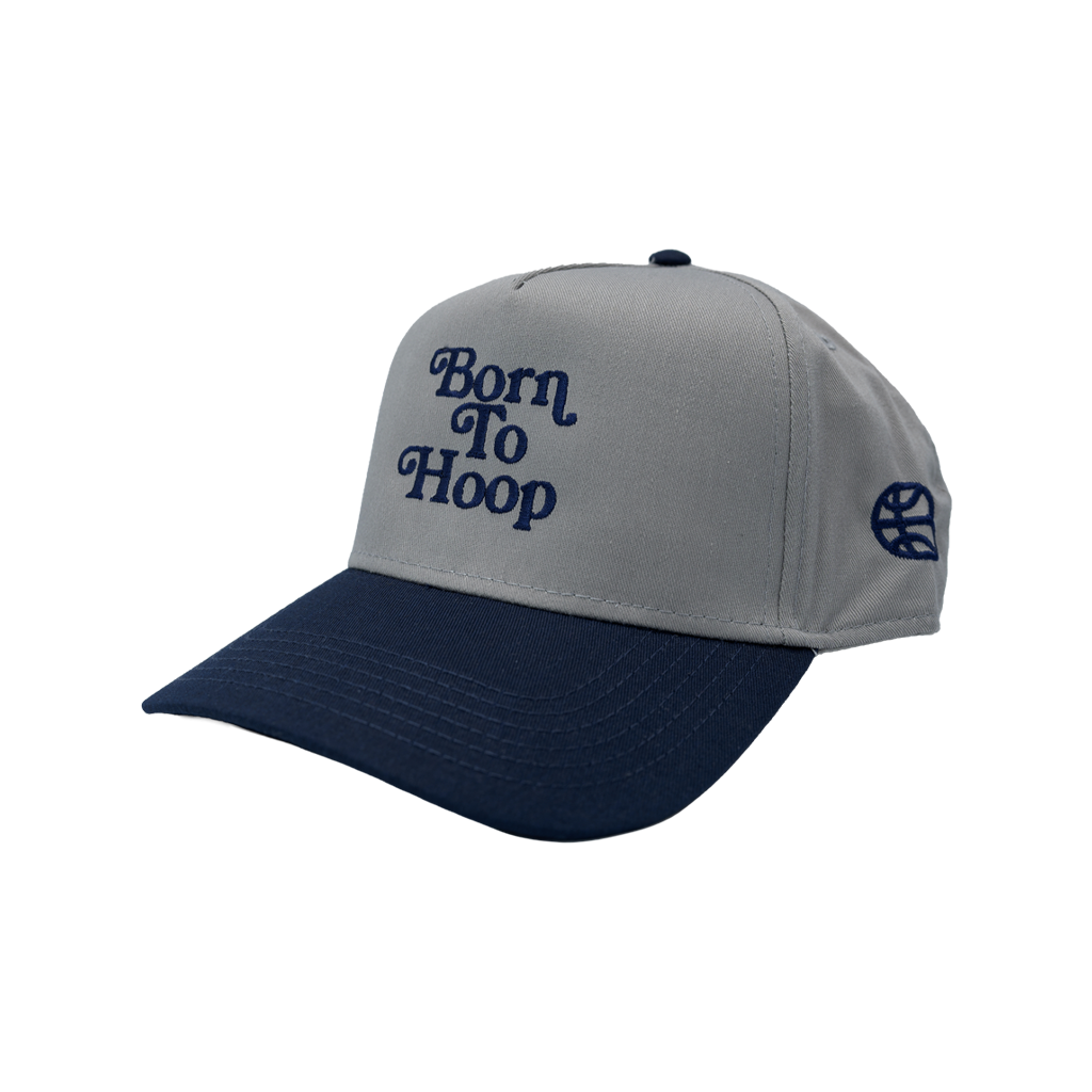 Hat - "Born To Hoop" Grey/Navy 5-Panel Mid Profile Snapback