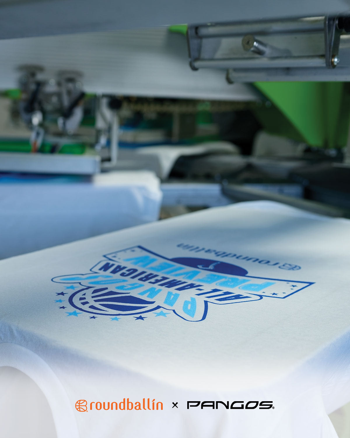 Custom Pangos All-American Preview basketball shirts being screen printed for the 2026 event by Roundballin.
