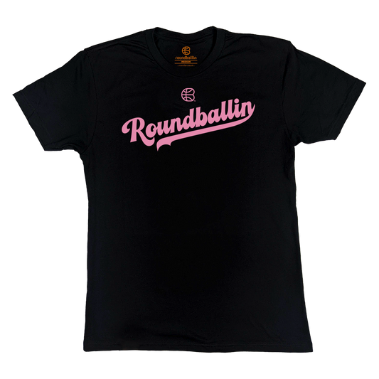 "Roundballin (Script)" Black T-Shirt